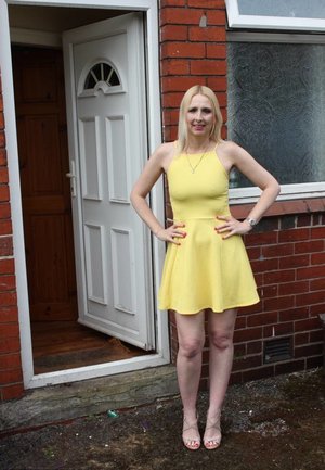 Busty amateur solo girl pull thong underwear over ass while voyeur watches